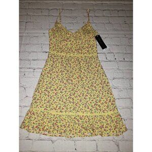 Nwt City Triangle Women's Yellow Floral Spaghetti Strap Dress Size 0, 3, 7, 11